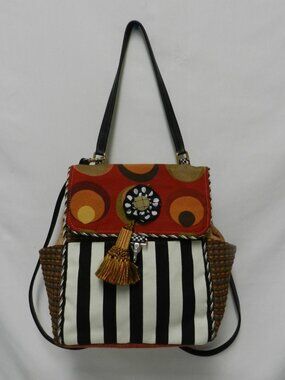 Silver Plum Handmade Tapestry Convertible Backpack Purse Handmade USA Fabric